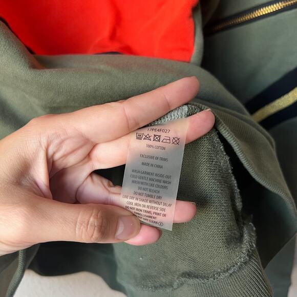 P.E Nation Khaki Orange Colorblock Zipper Sweatshirt Size S - Picture 6 of 6